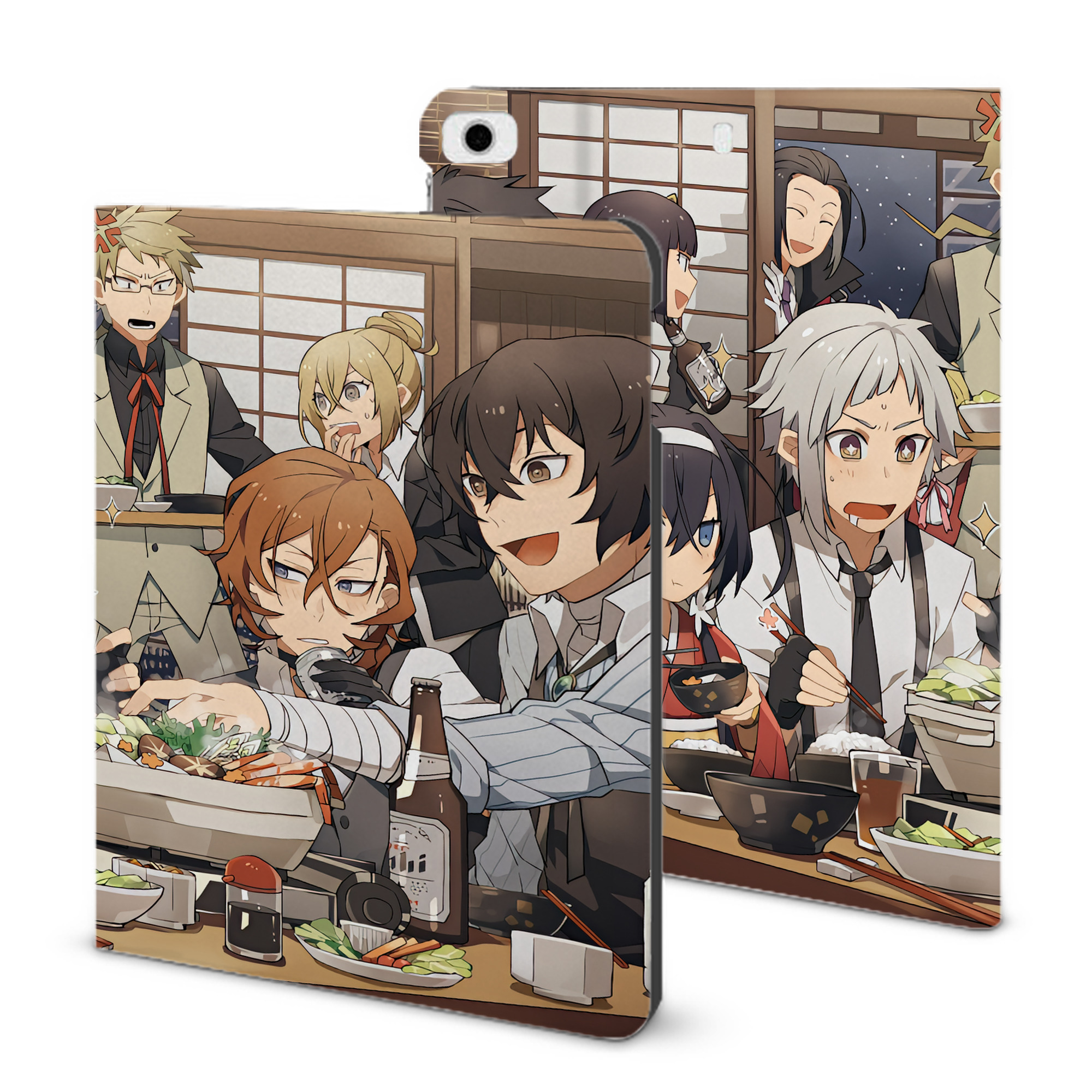 （画像用） 文豪ストレイドッグス Bungo Stray Dogs IPad ケース ブック型 PUレザー TPU 耐衝撃 軽量 薄型 ペン収納なし 全面保護 IPad 各モデル対応